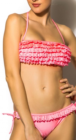 Grossiste L Dessous Lot De Bikini Froufrou Corail Maillots De Bain