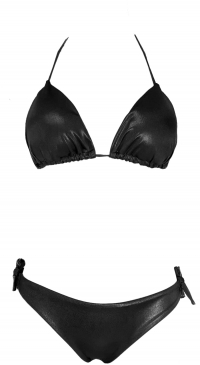 Bikini simili cuir couleur pailleté noir
