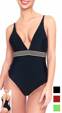 Maillot une pièce décolleté avec décoration pailleté Maillot une pièce décolleté avec décoration pailleté