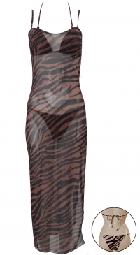 Bikini et robe de plage assortie imprimé tigré Bikini et robe de plage assortie imprimé tigré