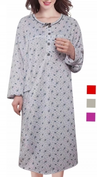 Chemise de nuit coton  molletonné grande taille (du 48 au 56)