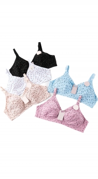 Soutien-gorge bonnet F coton imprimé fleurs