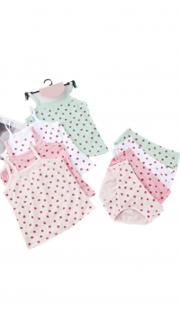 Tricot coton et culotte enfant imprimés fraises